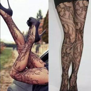 Mesh Fishnet Stockings Ruffle Lace W7-10 Pantyhose
